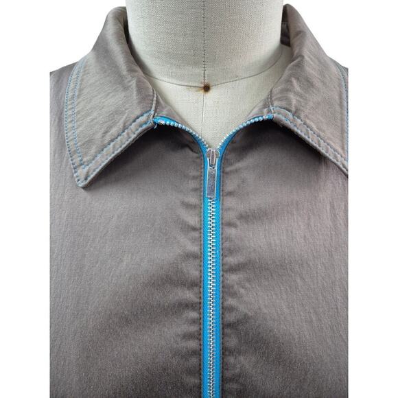 Nike Dry Fit  Tan Golf Jacket Turquoise Blue Stitching Womens XL - Picture 2 of 9